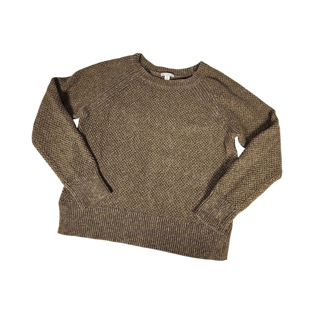 Gap Women Textured Knit Crewneck Sweater Size‎ M Brown Lightweight Casual